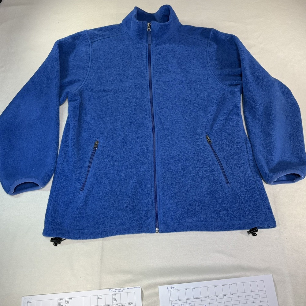 Lands End Womens L Fleece Jacket Zip Front Cozy Warm Soft Everyday Outdoor Blue